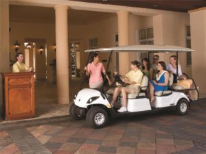 Concierge 6 commercial people mover golf cart available at Coastal Carts